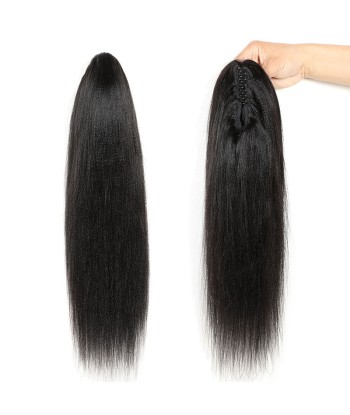 Cola de caballo de cola negra con alicates naturales Remy Hair Yaki recto plus qu'un jeu 