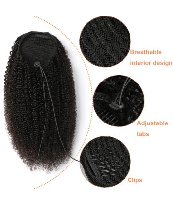 Cola de caballo de caballo negra para cabello remy cable afro rizado pas chere