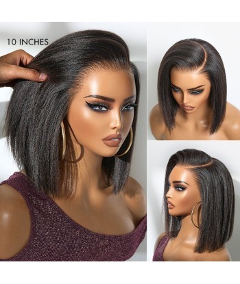 Perruque Miami Hair Flex Prédécoupé | Bob Court Naturel Yaki / Lisse Sans Colle, Frontal HD Lace 13x5, Oreille à Oreille en ligne