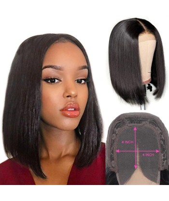 Bobo Wig Front Lace 4x4 "Raide Brown scuro de technologie