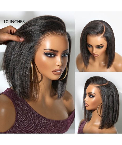 Perruque Miami Hair Flex Prédécoupé | Bob Court Naturel Yaki / Lisse Sans Colle, Frontal HD Lace 13x5, Oreille à Oreille Economisez 