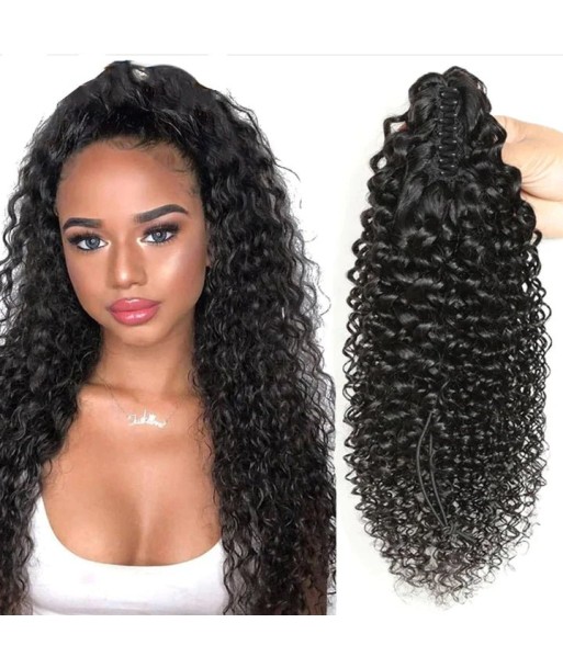 Zwarte paardenstaart paardenstaart met natuurlijke tang Remy Hair Kinky Curly À commander