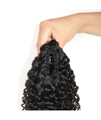 Zwarte paardenstaart paardenstaart met natuurlijke tang Remy Hair Kinky Curly À commander