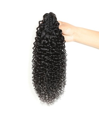 Zwarte paardenstaart paardenstaart met natuurlijke tang Remy Hair Kinky Curly À commander