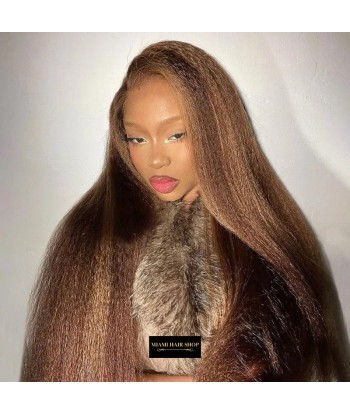 Yaki Straight Chanta Méché Blonde Wig zonder lijm met vooraf gekoppelde kant soldes