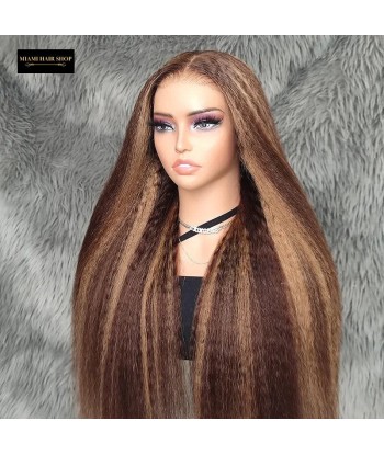 Yaki Straight Chanta Méché Blonde Wig zonder lijm met vooraf gekoppelde kant soldes