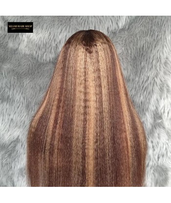 Yaki Straight Chanta Méché Blonde Wig zonder lijm met vooraf gekoppelde kant soldes