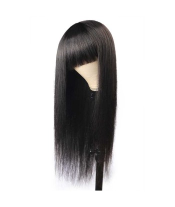 Natural wig with dark brown rare bangs Livraison rapide