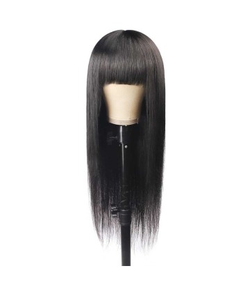 Natural wig with dark brown rare bangs Livraison rapide