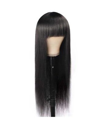 Natural wig with dark brown rare bangs Livraison rapide