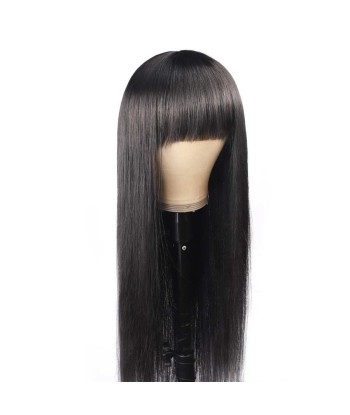 Natural wig with dark brown rare bangs Livraison rapide