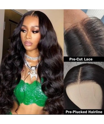 Pre-cut front lace 13x6 "Body wave dark brown" ready-to-wear " la livraison gratuite