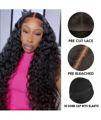 Pre-cut front lace 13x4 "deep wave dark brown" ready-to-wear " 50-70% off 