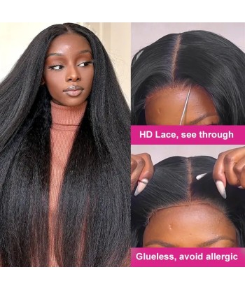 Private sale: pre-cut front lace 13x4 "afro yaki dark brown texture" ready-to-wear " en stock