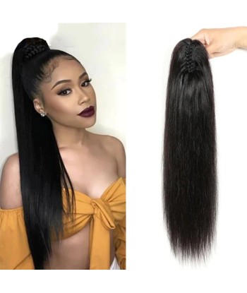 Black ponytail ponytail with natural pliers Remy Hair Straight paiement sécurisé