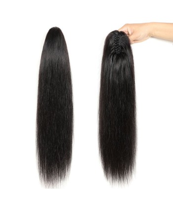 Black ponytail ponytail with natural pliers Remy Hair Straight paiement sécurisé