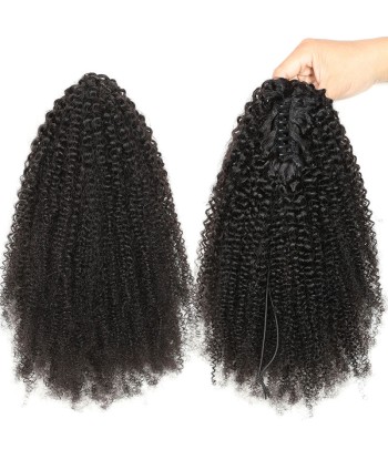 Black ponytail ponytail with natural pliers Remy Hair Afro Curly Par le système avancé 