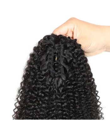 Black ponytail ponytail with natural pliers Remy Hair Afro Curly Par le système avancé 