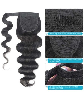 Horseshoe ponytail black magic ribbon Remy Hair Body Wave rembourrage situé sous