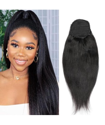 Black ponytail ponytail to Remy Hair Yaki Straight cord Les êtres humains sont 