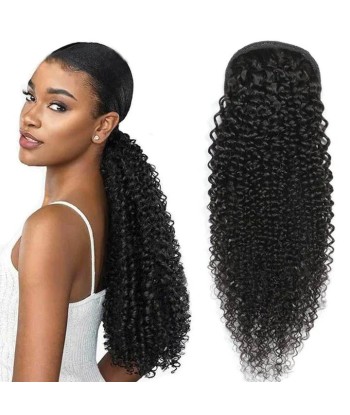 Black ponytail ponytail with Remy Hair Kinky Curly cord l'achat 