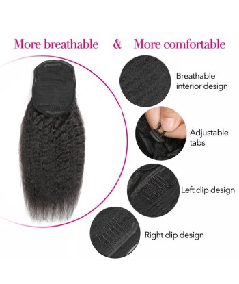 Black ponytail ponytail with Remy Hair Kinky Straight cord 50-70% off 