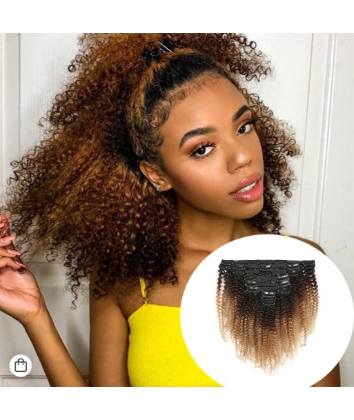 Estensioni del kit con clip di cioccolato bionda ricci afro 120 GR Ombra marrone Economisez 