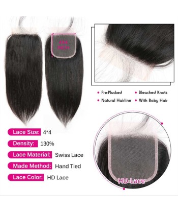 3 Paquets de Tissage  + Closure Straight Economisez 