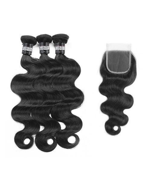 3 Paquets de Tissage  + Closure Body Wave Par le système avancé 