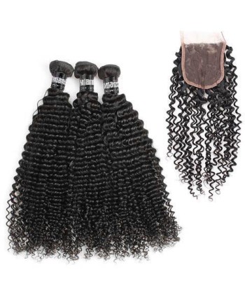 3 Paquets de Tissage  + Closure Kinky Curly le des métaux précieux