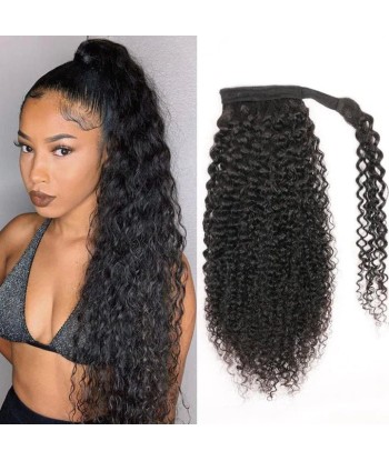 Queue de cheval Ponytail  Noir Ruban Magique Remy Hair Kinky Curly Jusqu'à 80% De Réduction