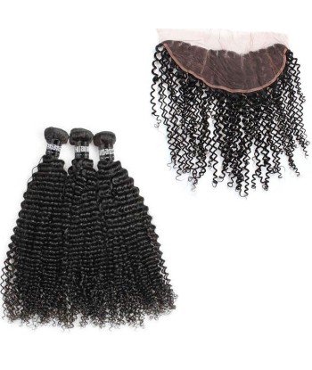 3 Webpakete + Kinky Curly 13x4 vordere Spitze le des métaux précieux