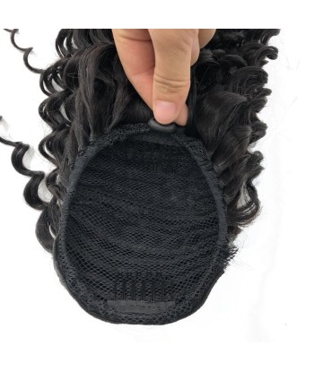 Schwarzer Pferdeschwanz -Pferdeschwanz mit Remy Hair Deep Wave Cord livraison gratuite