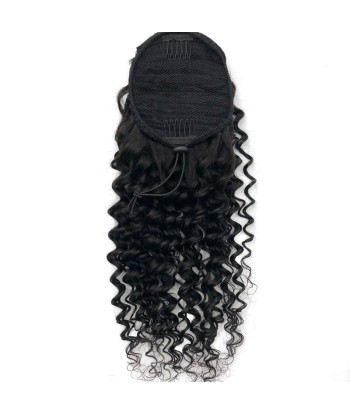 Schwarzer Pferdeschwanz -Pferdeschwanz mit Remy Hair Deep Wave Cord livraison gratuite