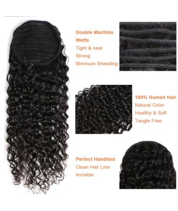 Schwarzer Pferdeschwanz -Pferdeschwanz mit Remy Hair Deep Wave Cord livraison gratuite