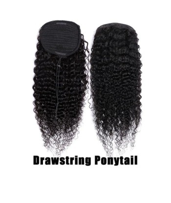 Schwarzer Pferdeschwanz -Pferdeschwanz mit Remy Hair Deep Wave Cord livraison gratuite