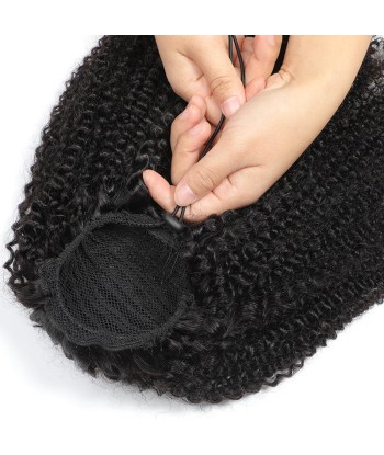 Schwarzer Pferdeschwanz Pferdeschwanz zum Remy Hair Afro Curly Kabel en linge