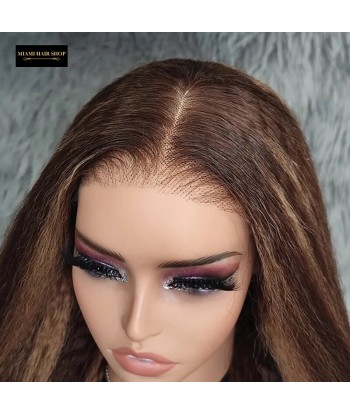 Yaki Straight Chanta Méché Blonde Wig zonder lijm met vooraf gekoppelde kant Venez découvrir notre 