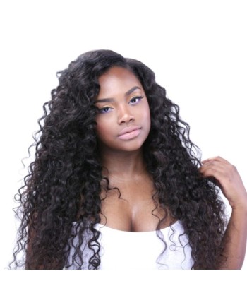 3 Paquets de Tissage + Lace Frontal Deep Wave 13x4 plus qu'un jeu 