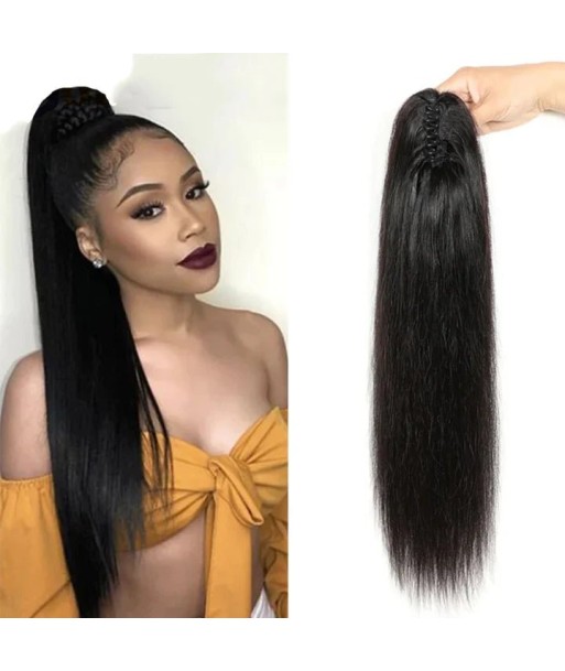 Queue de cheval Ponytail  Noir à Pince Naturel Remy Hair Straight basket pas cher