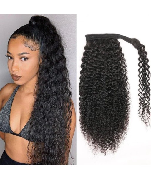 Queue de cheval Ponytail  Noir Ruban Magique Remy Hair Kinky Curly commande en ligne