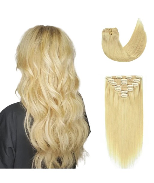 Kit Extensions à Clips Straight Blond Platine gr meilleur choix