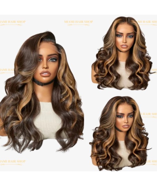 Perruque Body Wave Chatain Méché Blond Sans Colle Pré-Coupée vente chaude votre 