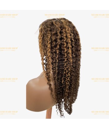 Perruque Kinky Curly Chatain Méché Blond Sans Colle avec Dentelle Pré-Coupée 50-70% off 