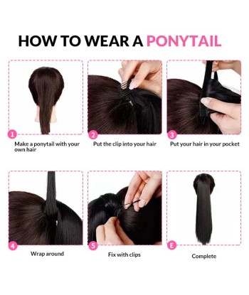 Hufeisenponytail Black Ribbon Remy Haare gerade en stock